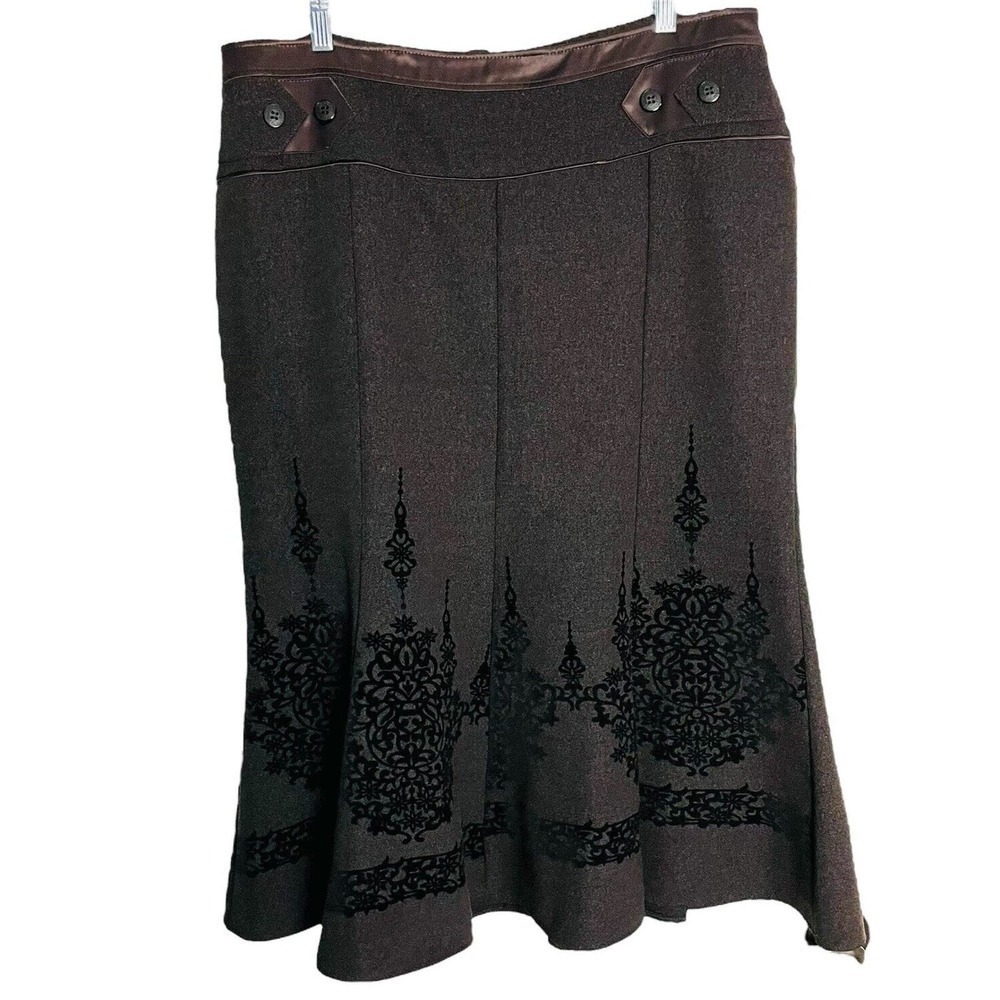 Karina Womens Mermaid Skirt Size L Dark Brown Embellished Midi Made in Bulgaria